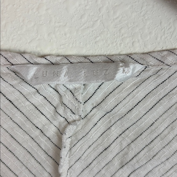 Luna Luz Margarita midi linen dress, pin stripe A line sleeveless pocket tank - Picture 6 of 9